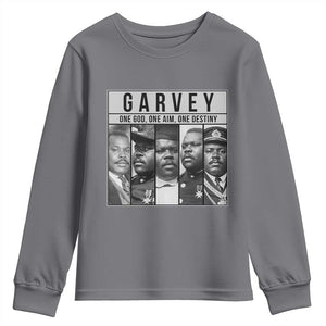 Marcus Garvey Quote Youth Sweatshirt One God One Aim One Destiny TS12 Charcoal Print Your Wear