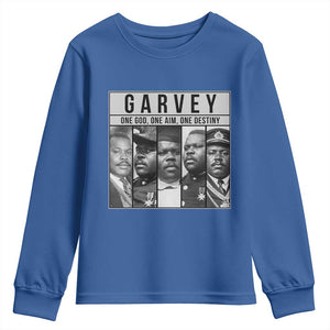 Marcus Garvey Quote Youth Sweatshirt One God One Aim One Destiny TS12 Royal Blue Print Your Wear