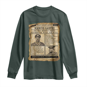 Vintage Newspaper Marcus Garvey Long Sleeve Shirt Up You Mighty Race Quote TS12 Dark Forest Green Print Your Wear