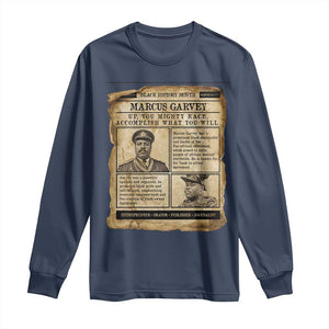 Vintage Newspaper Marcus Garvey Long Sleeve Shirt Up You Mighty Race Quote TS12 Navy Print Your Wear