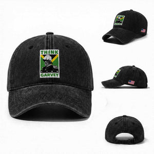 Pan Africanism Think Like Garvey Washed Cotton Baseball Cap Marcus Garvey Jamaica Flag TS12 Washed Cap Universal Fit Black Print Your Wear
