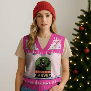 Think Like Garvey V-Neck Knit Sweater Vest Civil Rights Leader Gift TS12 Hot Pink Print Your Wear