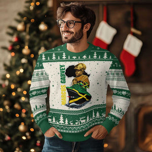 Marcus Garvey Jamaica Pride Ugly Christmas Sweater One God One Aim One Destiny TS12 Beige Green Print Your Wear