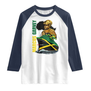 Marcus Garvey Jamaica Pride Raglan Shirt One God One Aim One Destiny TS12 White Navy Print Your Wear