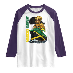 Marcus Garvey Jamaica Pride Raglan Shirt One God One Aim One Destiny TS12 White Purple Print Your Wear