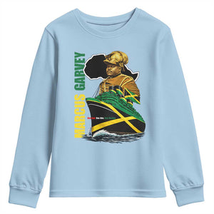 Marcus Garvey Jamaica Pride Youth Sweatshirt One God One Aim One Destiny TS12 Light Blue Print Your Wear