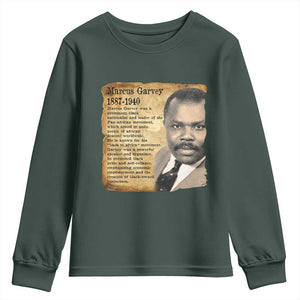 Marcus Garvey Youth Sweatshirt Strong Black History Leader TS12 Dark Forest Green Print Your Wear
