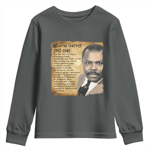 Marcus Garvey Youth Sweatshirt Strong Black History Leader TS12 Dark Heather Print Your Wear