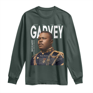 Vintage Black History Hero Marcus Garvey Long Sleeve Shirt Black Pride TS12 Dark Forest Green Print Your Wear