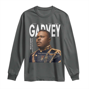 Vintage Black History Hero Marcus Garvey Long Sleeve Shirt Black Pride TS12 Dark Heather Print Your Wear