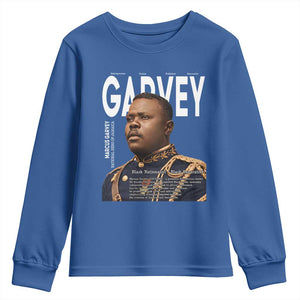 Vintage Black History Hero Marcus Garvey Youth Sweatshirt Black Pride TS12 Royal Blue Print Your Wear
