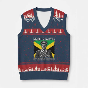 Marcus Garvey Liberation Quote V-Neck Knit Sweater Vest Liberate The Minds Of Men TS12 Navy Red Print Your Wear