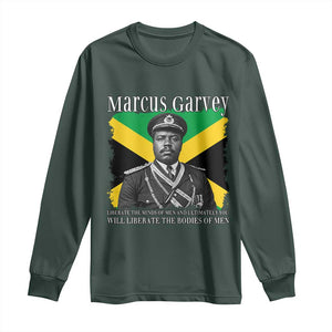 Marcus Garvey Liberation Quote Long Sleeve Shirt Liberate The Minds Of Men TS12 Dark Forest Green Print Your Wear