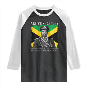 Marcus Garvey Liberation Quote Raglan Shirt Liberate The Minds Of Men TS12 Black White Print Your Wear
