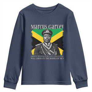 Marcus Garvey Liberation Quote Youth Sweatshirt Liberate The Minds Of Men TS12 Navy Print Your Wear