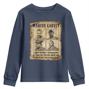 Vintage Marcus Garvey Quote Youth Sweatshirt A People Without Knowledge Of Their Past TS12 Navy Print Your Wear