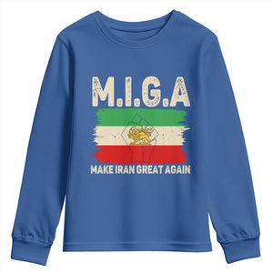 Make Iran Great Again Youth Sweatshirt Iran 2026 Resistance TS12 Royal Blue Print Your Wear
