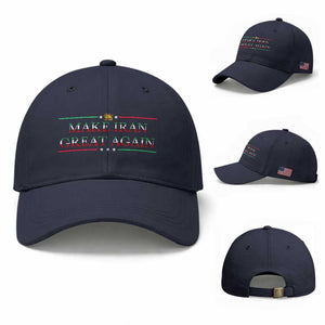 Make Iran Great Again Baseball Cap Patriotic Iranian Gift TS12 Baseball Cap Universal Fit Navy Print Your Wear