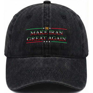 Make Iran Great Again Washed Cotton Baseball Cap Patriotic Iranian Gift TS12 Print Your Wear