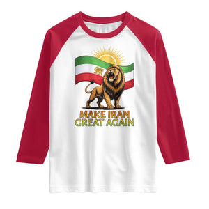 Patriotic Iranian Pride Gift Raglan Shirt Make Iran Great Again TS12 White Red Print Your Wear