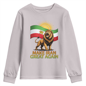 Patriotic Iranian Pride Gift Youth Sweatshirt Make Iran Great Again TS12 Ice Gray Print Your Wear