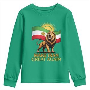 Patriotic Iranian Pride Gift Youth Sweatshirt Make Iran Great Again TS12 Irish Green Print Your Wear