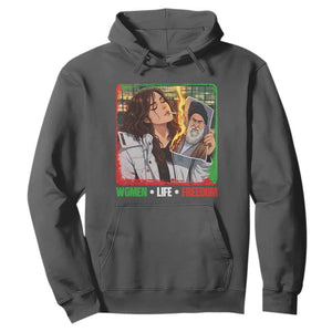 Woman Life Freedom Hoodie Free Iran Movement Gift For Iranian Women TS12 Dark Heather Print Your Wear