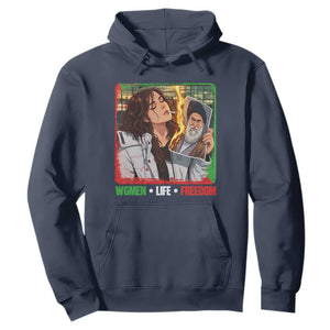 Woman Life Freedom Hoodie Free Iran Movement Gift For Iranian Women TS12 Navy Print Your Wear