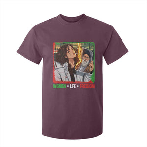 Woman Life Freedom T Shirt For Kid Free Iran Movement Gift For Iranian Women TS12 Maroon Print Your Wear