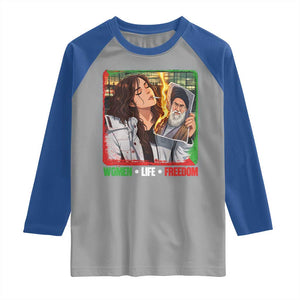 Woman Life Freedom Raglan Shirt Free Iran Movement Gift For Iranian Women TS12 Sport Gray Royal Print Your Wear