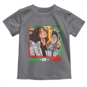 Woman Life Freedom Toddler T Shirt Free Iran Movement Gift For Iranian Women TS12 Charcoal Print Your Wear