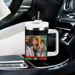 Woman Life Freedom Tumbler With Handle Free Iran Movement Gift For Iranian Women TS12 Print Your Wear