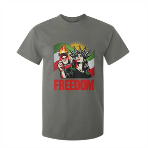 Woman Life Freedom T Shirt For Kid Free Iran Protest Resistance Movement TS12 Military Green Print Your Wear