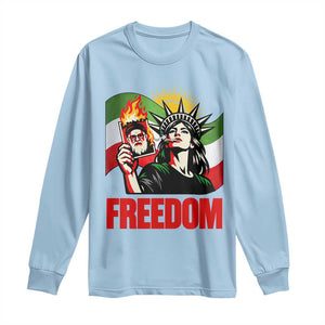 Woman Life Freedom Long Sleeve Shirt Free Iran Protest Resistance Movement TS12 Light Blue Print Your Wear