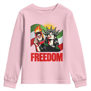 Woman Life Freedom Youth Sweatshirt Free Iran Protest Resistance Movement TS12 Light Pink Print Your Wear