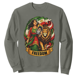 Woman Life Freedom Sweatshirt Iranian Women Resistance Pride TS12 Military Green Print Your Wear