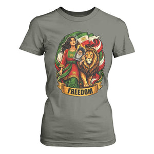 Woman Life Freedom T Shirt For Women Iranian Women Resistance Pride TS12 Military Green Print Your Wear