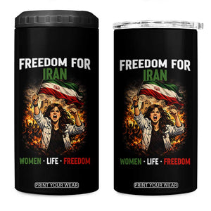 Iran Womens Protest 4 in 1 Can Cooler Tumbler Freedom For Iran Resistance Movement TS12 One Size: 16 oz Black Print Your Wear