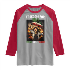 Iran Womens Protest Raglan Shirt Freedom For Iran Resistance Movement TS12 Sport Gray Red Print Your Wear
