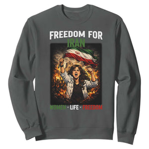 Iran Womens Protest Sweatshirt Freedom For Iran Resistance Movement TS12 Dark Heather Print Your Wear