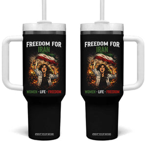 Iran Womens Protest Tumbler With Handle Freedom For Iran Resistance Movement TS12 One Size: 40 oz Black Print Your Wear