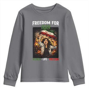 Iran Womens Protest Youth Sweatshirt Freedom For Iran Resistance Movement TS12 Charcoal Print Your Wear