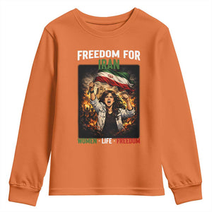 Iran Womens Protest Youth Sweatshirt Freedom For Iran Resistance Movement TS12 Orange Print Your Wear