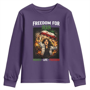 Iran Womens Protest Youth Sweatshirt Freedom For Iran Resistance Movement TS12 Purple Print Your Wear