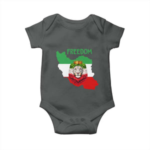 Freedom Iran Baby Onesie Patriotic Persian Lion Resistance Movement Gift TS12 Dark Heather Print Your Wear