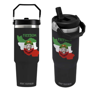 Freedom Iran Flip Straw Tumbler Patriotic Persian Lion Resistance Movement Gift TS12 One Size: 30 oz Black Print Your Wear