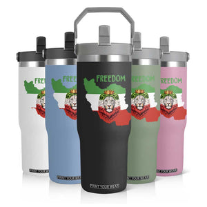 Freedom Iran Flip Straw Tumbler Patriotic Persian Lion Resistance Movement Gift TS12 Print Your Wear