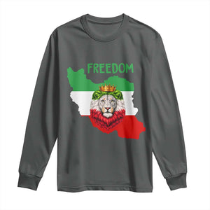 Freedom Iran Long Sleeve Shirt Patriotic Persian Lion Resistance Movement Gift TS12 Dark Heather Print Your Wear