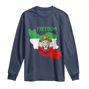 Freedom Iran Long Sleeve Shirt Patriotic Persian Lion Resistance Movement Gift TS12 Navy Print Your Wear