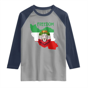 Freedom Iran Raglan Shirt Patriotic Persian Lion Resistance Movement Gift TS12 Sport Gray Navy Print Your Wear